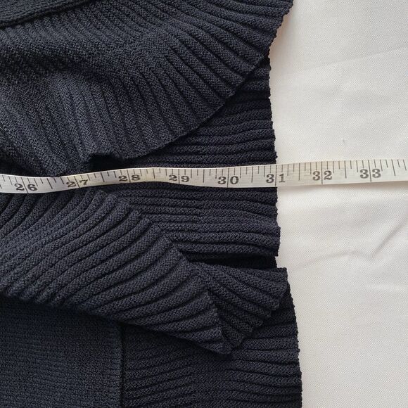 St. John Collection Wool Blend Santana Knit Black Long Ruffled Cardigan Size 4 - Picture 14 of 16